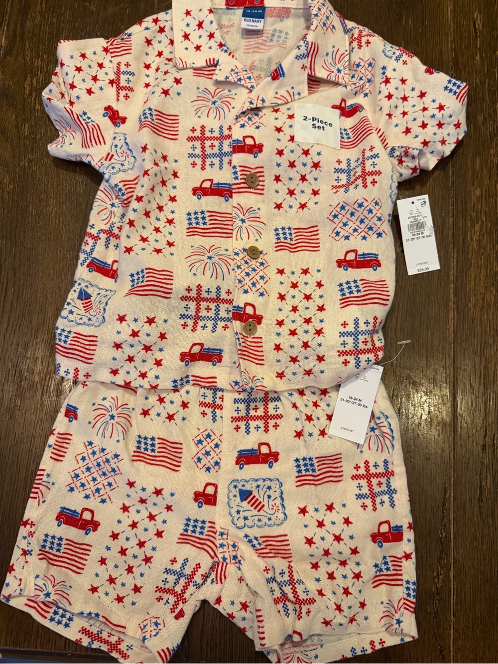 Old Navy Red & Blue Patriotic Kids Pajama Set
